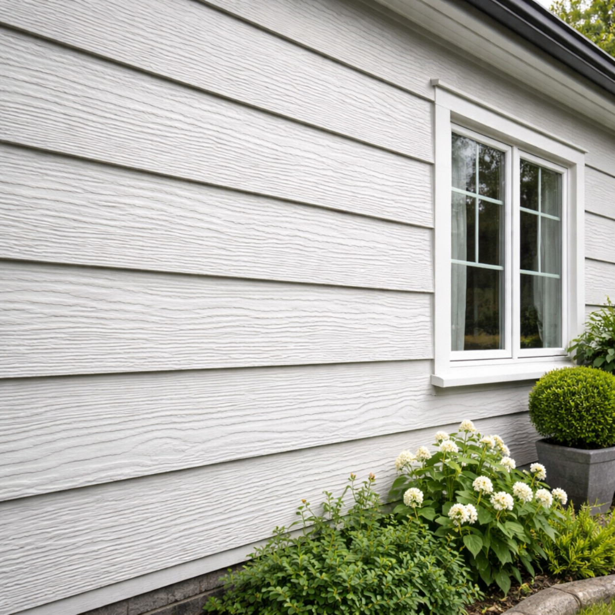 HardiePlank® Gevelbekleding Cedar Houtnerf Arctic White